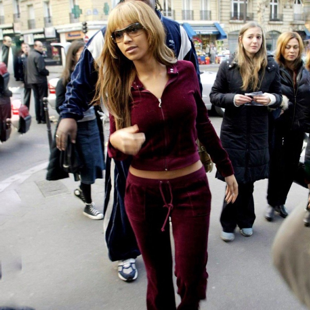 Juicy Couture Velvour Track Pants Burgundy
